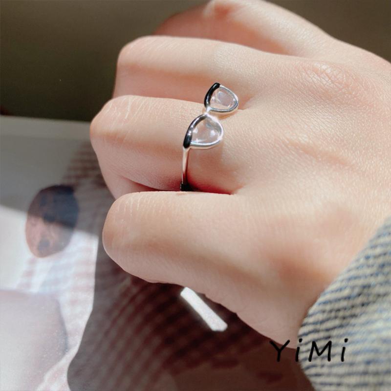 Nhẫn hở bằng hợp kim tráng men tạo hình mắt kính độc đáo thời trang cho nam và nữ