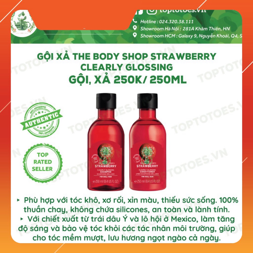 CHI ÂN HÈ Gội xả ủ The Body Shop Strawberry/ Shea Butter/ Green Tea cho tóc mềm thơm, chắc khỏe CHI ÂN HÈ