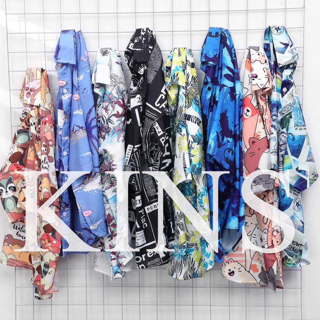 Áo Sơ Mi cotton Tay Ngắn kin18 Họa Tiết Hoạt Hình Nhật Bản Songkran 2022