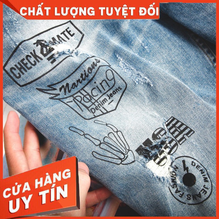 Quần Short Jean Nam ZARA hàng VNXK form slim ngang gối rách