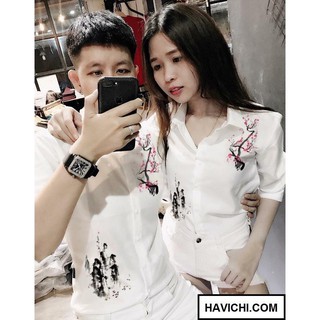 Áo Sơ Mi Nam 💚𝐅𝐑𝐄𝐄𝐒𝐇𝐈𝐏💚 Áo sơ mi cặp nam Nữ Cặp Đôi couple đen sọc nâu công sở họa tiết đẹp vải lụa 3d thoáng mát