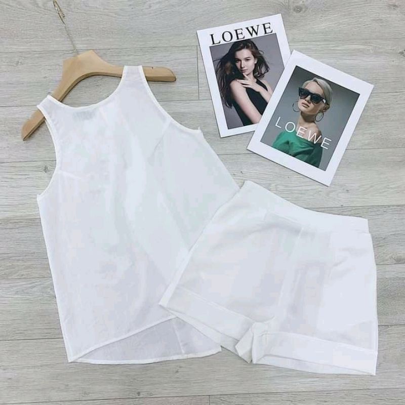 Set bộ trắng thời trang chất Linen_S6050