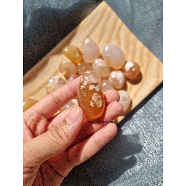 Đá thanh tẩy Mã não hoa anh đào ( Blossom Agate ), dùng trong Tarot, Reiki, thiền định, phong thủy