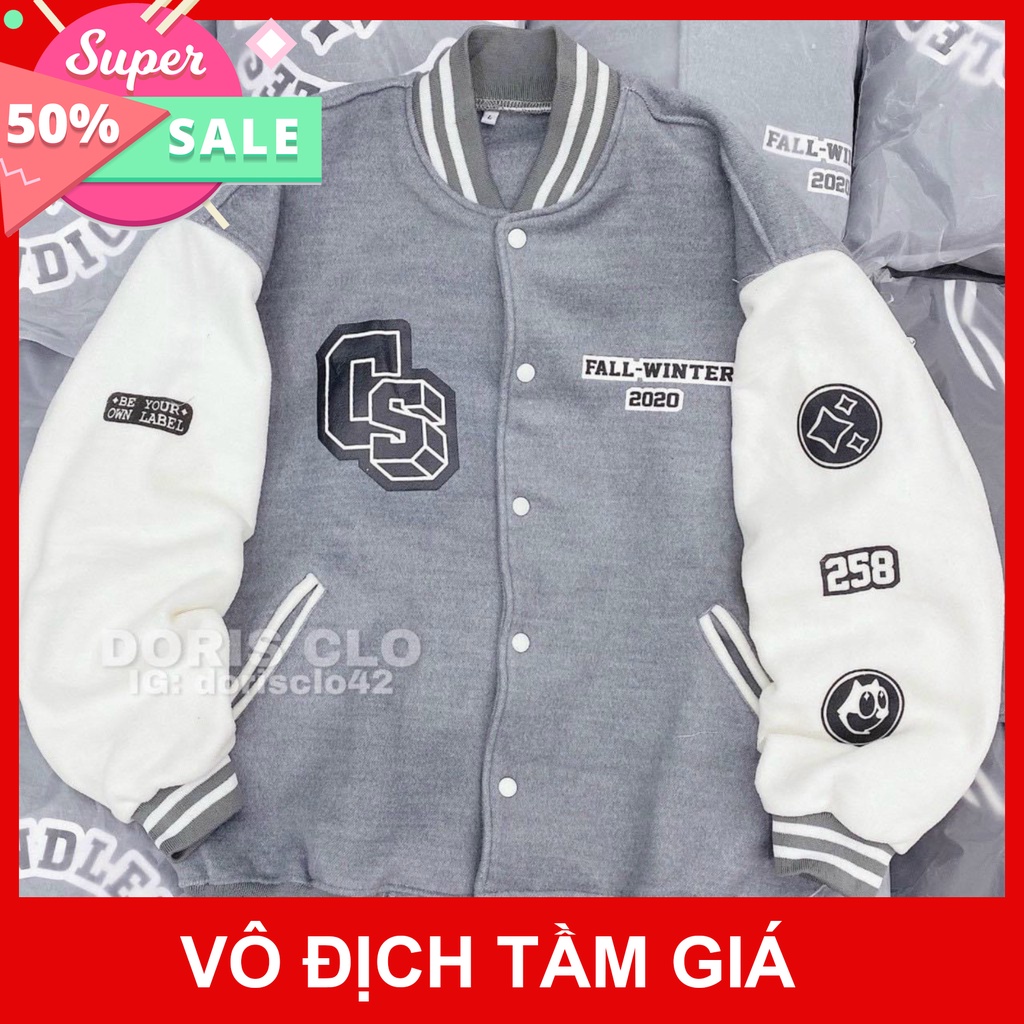 Áo Khoác Bomber Bóng Chày Chất Nỉ Phối Viền Tay Cực Đẹp hoodie1996