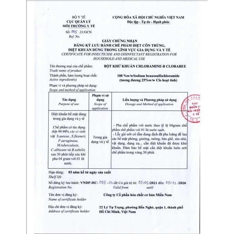 Bột khử khuẩn Chloramine B ( túi 1kg)