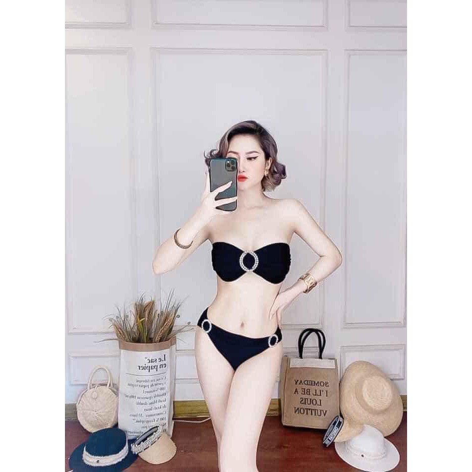 Bikini 2 Mảnh Cúp Ngực Đính Khoen Nhiều Màu, Đồ Bơi Nữ  Khoen Tròn Sang Trọng - OS040