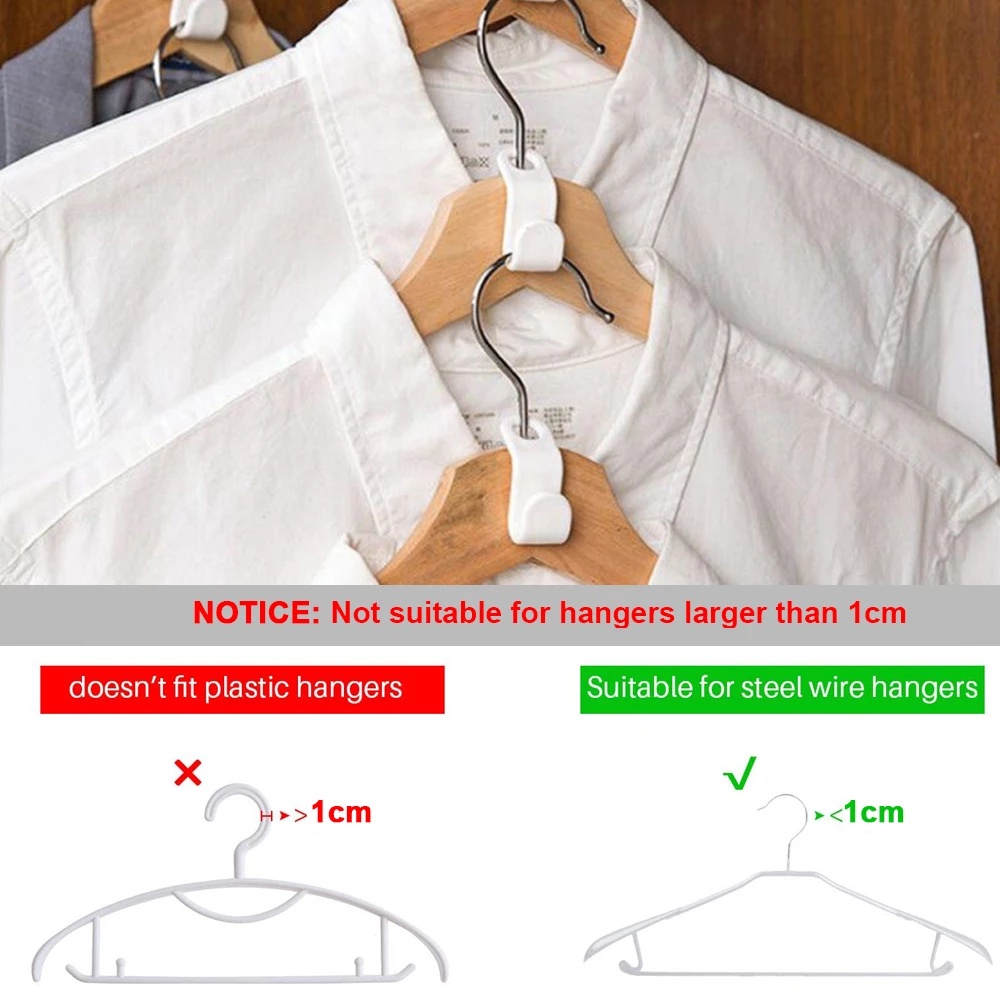 Set 10 Giá Đỡ Móc Treo Quần Áo Màu Trắng Tiết Kiệm Không Gian Tiện Dụng