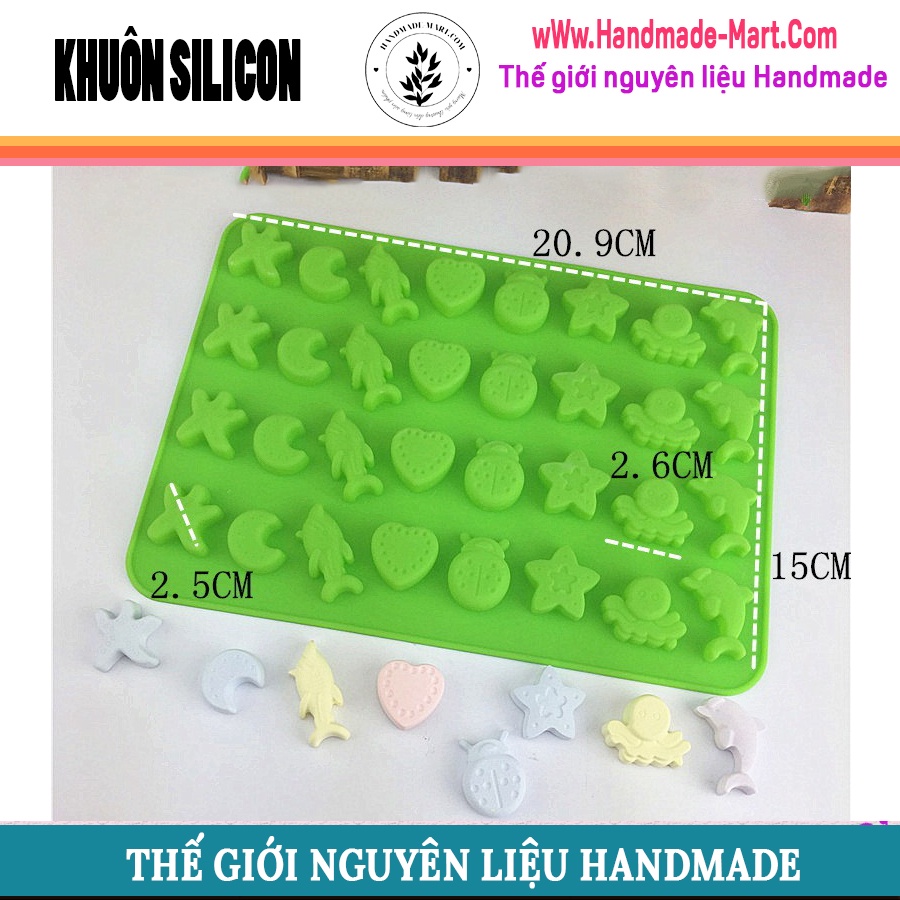 Khuôn silicone làm bánh kẹo chipchip 50 lỗ đầy đủ hình dạng - HM050