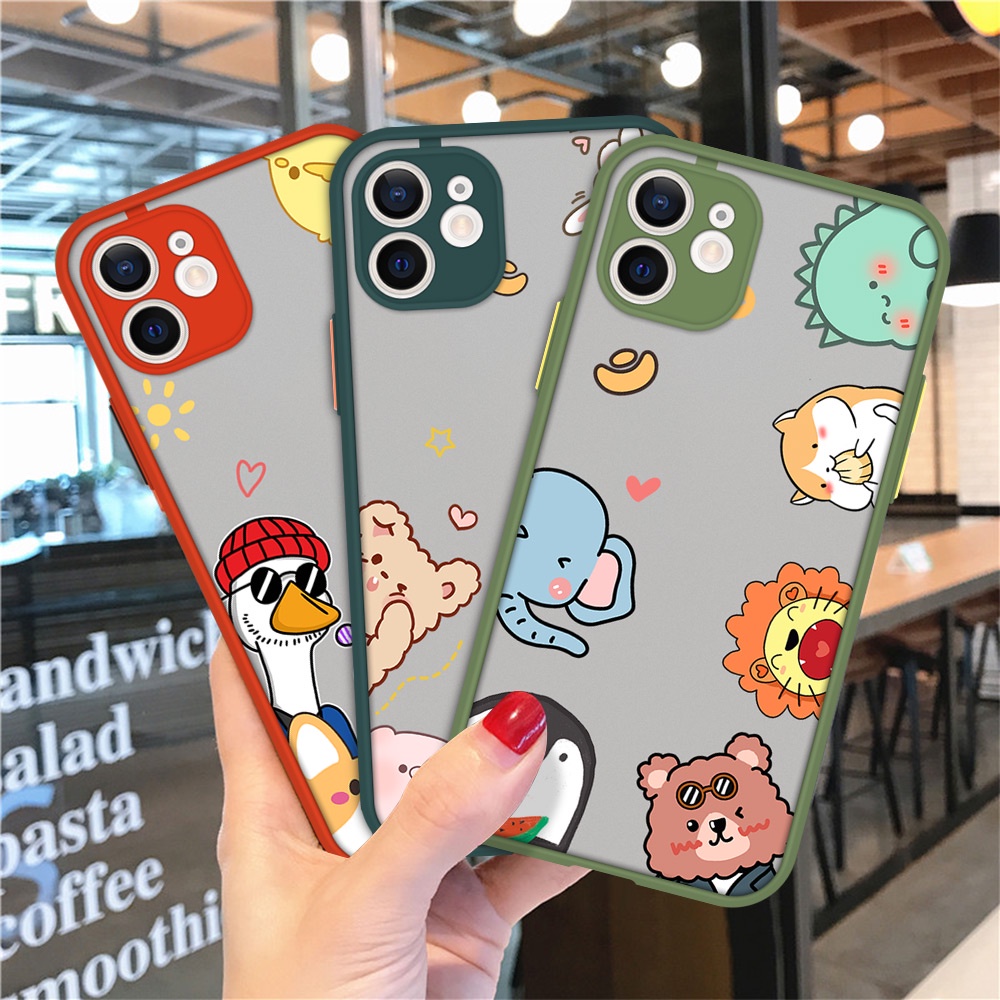 Ốp điện thoại hình con vật Cho Compatible for iPhone 8 7 plus 6 6s plus iphone 11 12 pro max xs max x xr se 2020 12 mini