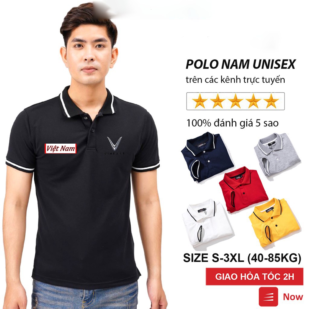 ÁO LOGO XE VINFAST - ÁO POLO ĐƠN GIẢN MÀ TINH TẾ MÀU ĐEN TRẮNG