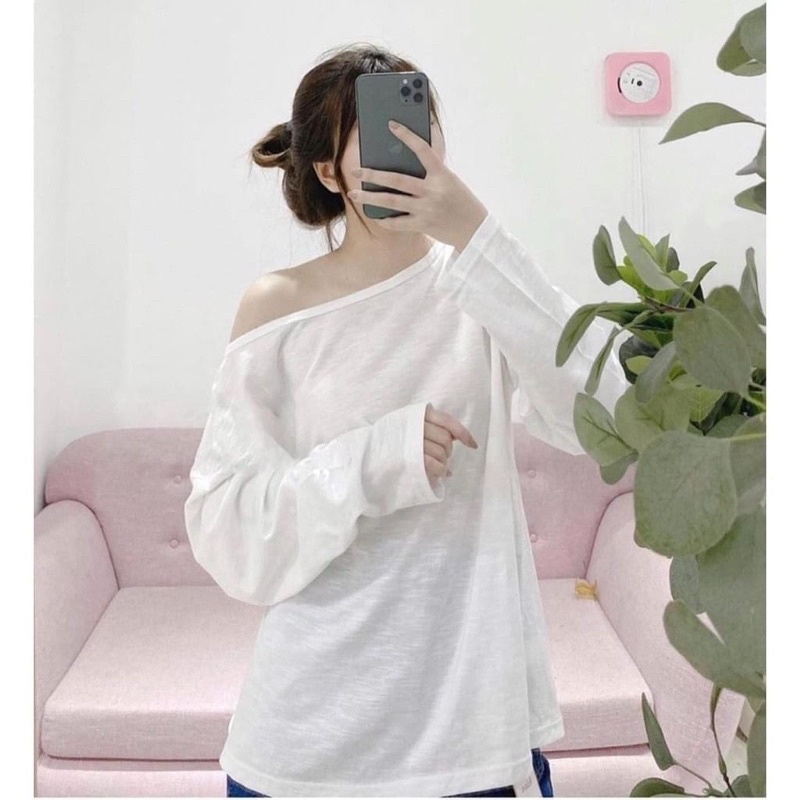 Áo lệch vai cotton xước siêu hot