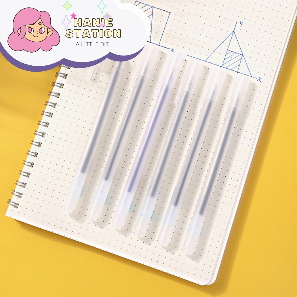 Hanie Bút Bi Bút Mực Gel 0.5mm Nhanh Khô Đều Nét Chữ Màu Xanh Và Đen