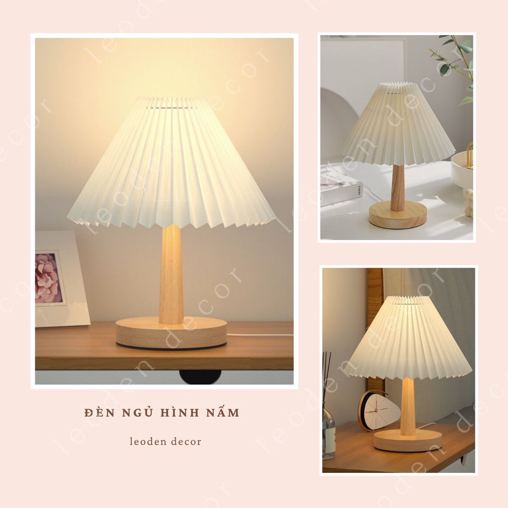 Đèn ngủ để bàn decor phòng ngủ điều khiển từ xa hình nấm, đèn ngủ thông minh ánh sáng 3 màu  đẹp  - LEODEN Decor