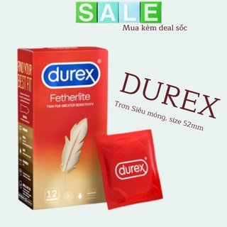 Bao cao su Durex Fetherlite 12 / bao cao su siêu mỏng kéo dài - bcs hộp 12 cái