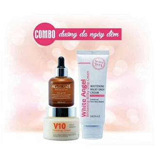 Combo dưỡng da V10,tinh chất bơ,white angle Skinaz