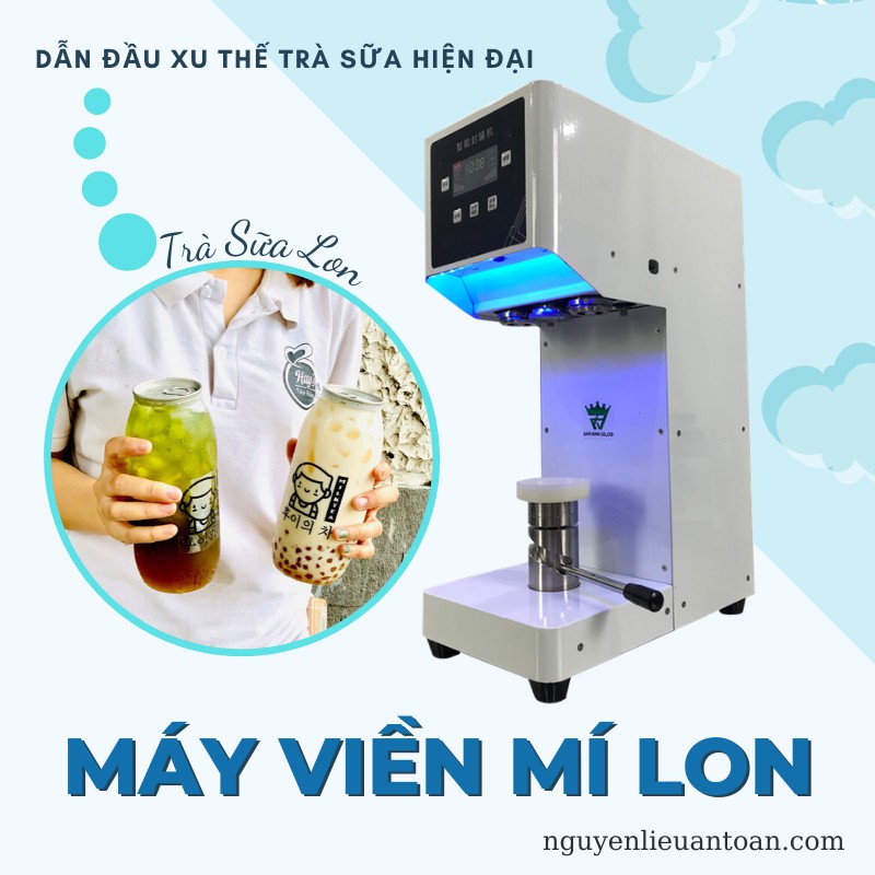 Máy Viền Mí Lon Trà Sữa Tự Động Tặng 100 Lon Dùng Thử Miễn Phí