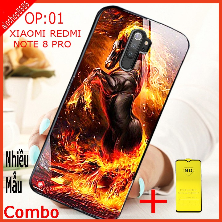 COMBO ốp lưng KÍNH 3D XIAOMI REDMI NOTE 8 PRO (TẶNG KÈM 1 kính cường lực FULL màn hình ) EDUCASESHOP