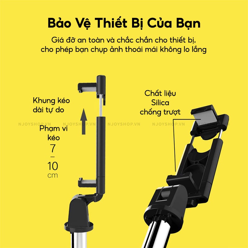 Gậy Tự Sướng Bluetooth K07 Dài 72cm Chống Rung Lắc Hỗ Trợ Chụp Ảnh Selfie Quay Phim Tiktok Livestream Tripod Njoyshop