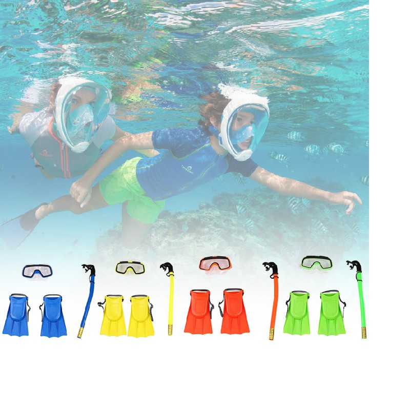 Dụng cụ lặn biển 3 món chân vịt, ống thở, kính lặn trẻ em