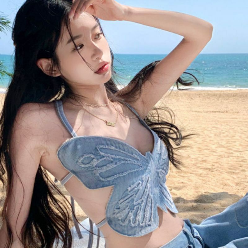 Áo yếm jean tạo hình cánh 🦋 xanh 💙