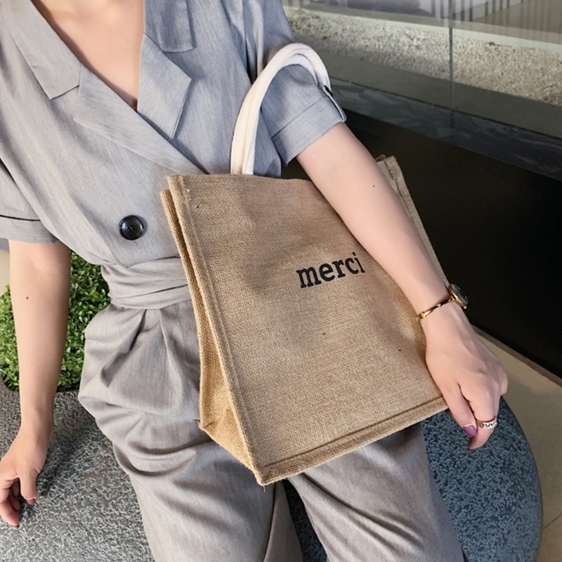 Túi Tote Bằng Sợi Đay Có Tay Cầm Dành Cho Tiệc Cưới / Đính Hôn / Đi Biển