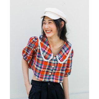 [Mã BMTTC60K giảm đến 60K đơn 50K] Áo Cổ Sen Phối Ren Tay Phồng - LEO's clothing