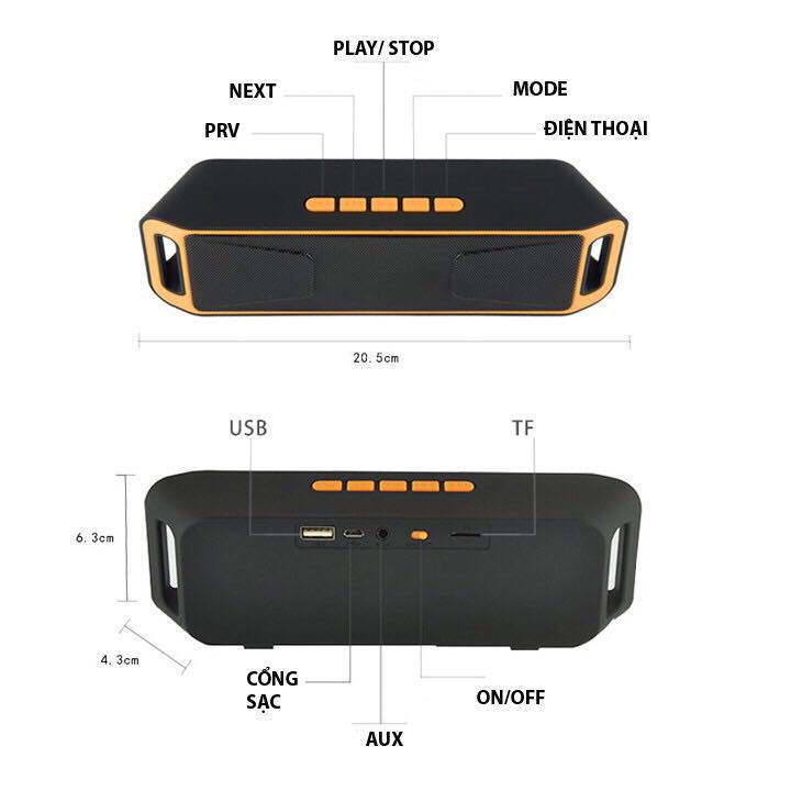 Loa Nghe Nhạc Bluetooth Ngoài Trời SC208 Âm Bass Cực Mạnh Chuyên Dùng Cho Cả Gia Đình Và Đi Phượt Cực Đã