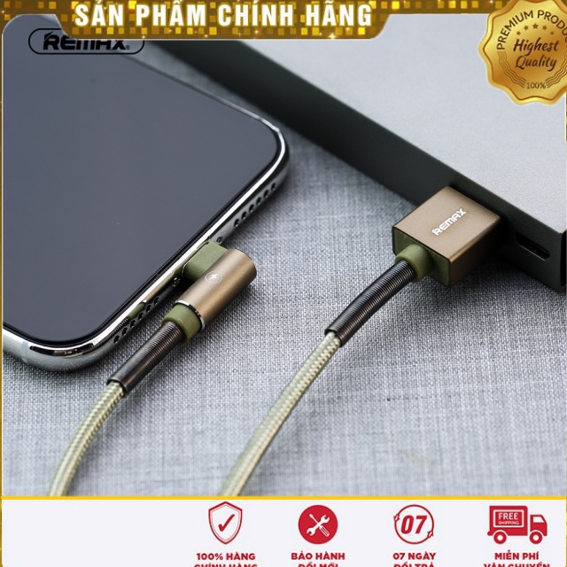 Dây cáp sạc nhanh Remax chống gãy RC 119i Quặp L