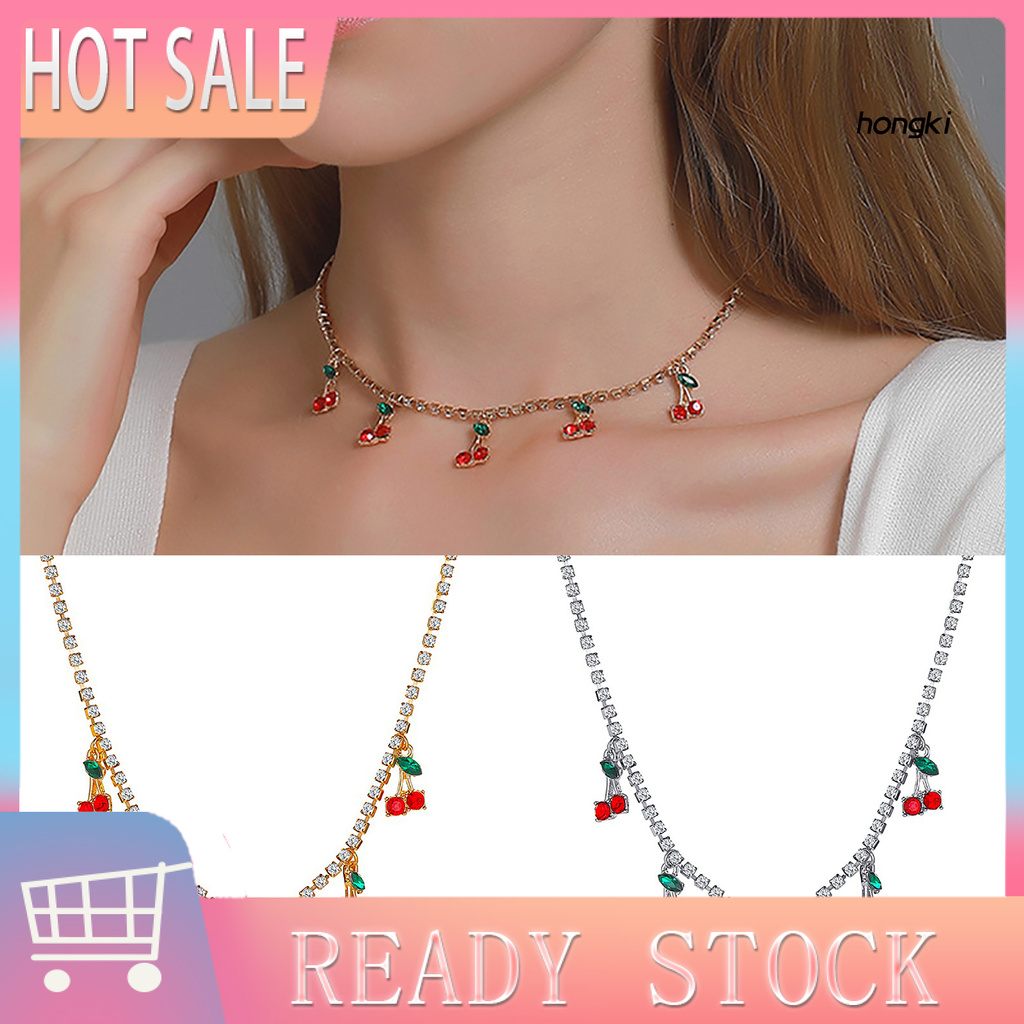 vòng cổ Hợp Kim Mặt Hình Quả Cherry Dễ Thương Cho Nữ