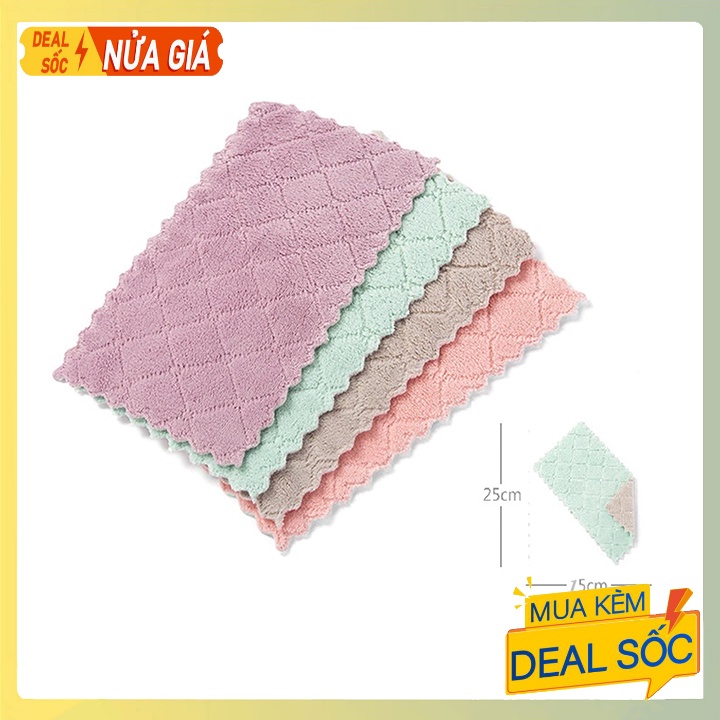 Khăn lau bếp, bát đĩa, cốc chén thấm nước chống dính khăn lau bếp đa năng 15x26cm Loại 1