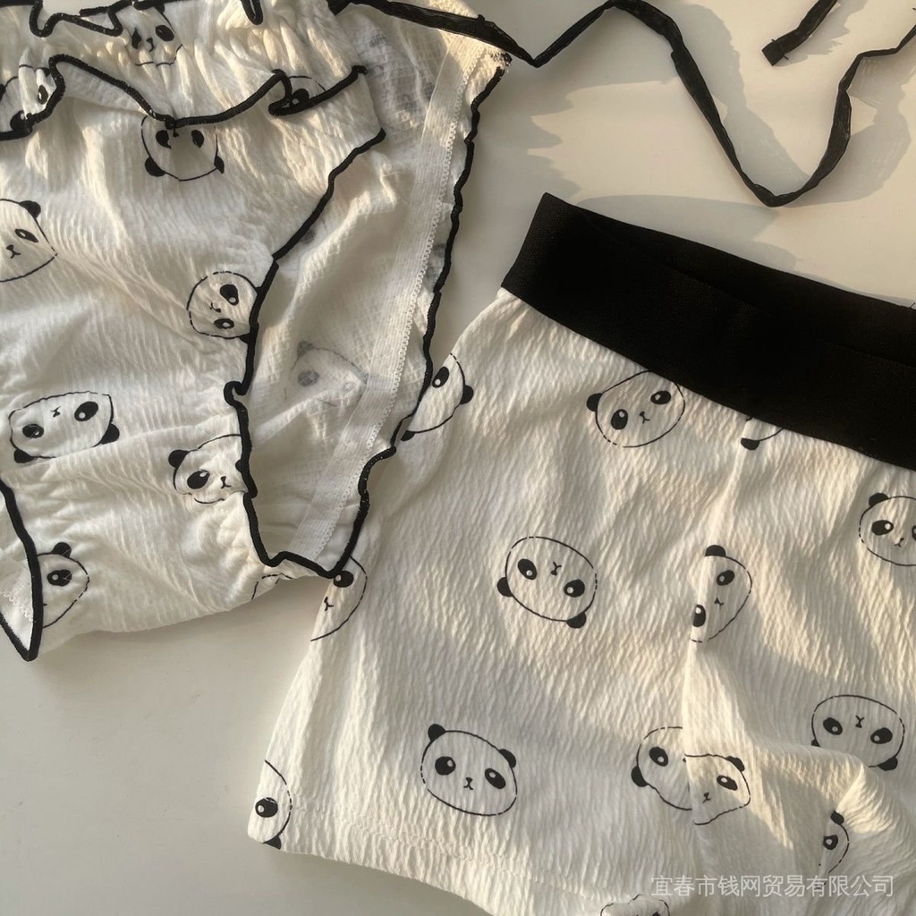 Quần Lót Dây Buộc Màu Trắng Đen Hình Gấu Trúc Dễ Thương Quyến Rũ Cho Cặp Đôi