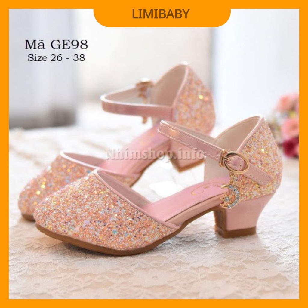 Giày bé gái gót cao 4-5 phân mặc váy công chúa siêu xinh GE98 size 3 - 12 tuổi