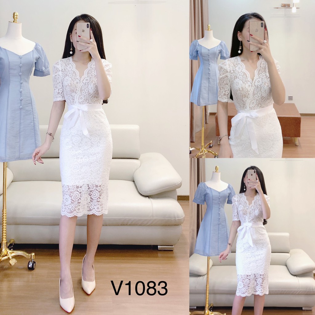 [ xả kho ] MiD Đầm ren body V1083 trắng Mie Design ảnh thật