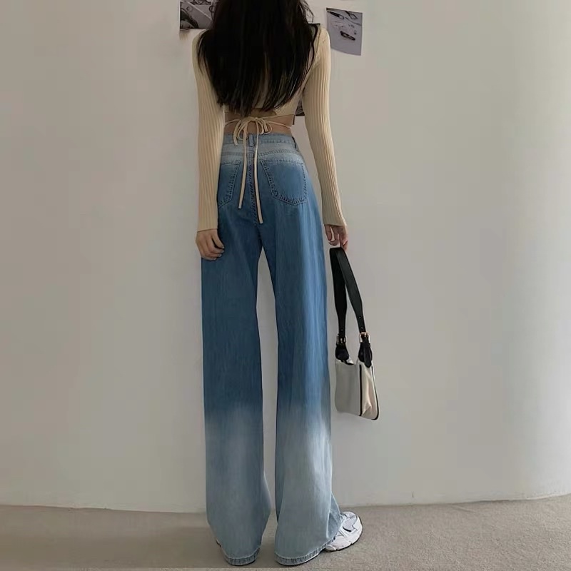 [Ảnh thật/Video] Quần bò loang màu cá tính thiết kế ống rộng quốc dân siêu phẩm Quần bò culote