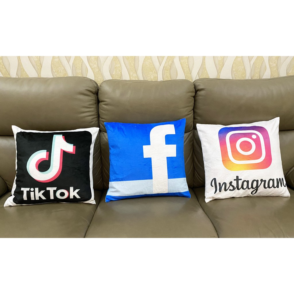 Vỏ gối vuông Tiktok-Facebook-Instagram (bán riêng)