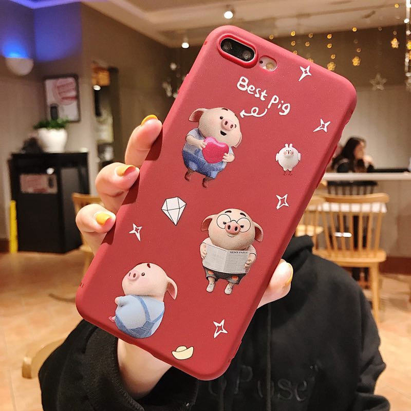 Ốp điện thoại in hình chú heo xinh xắn cho Iphone 6 6s 6plus 6splus 7 8 7plus 8plus X XS XR XS Max