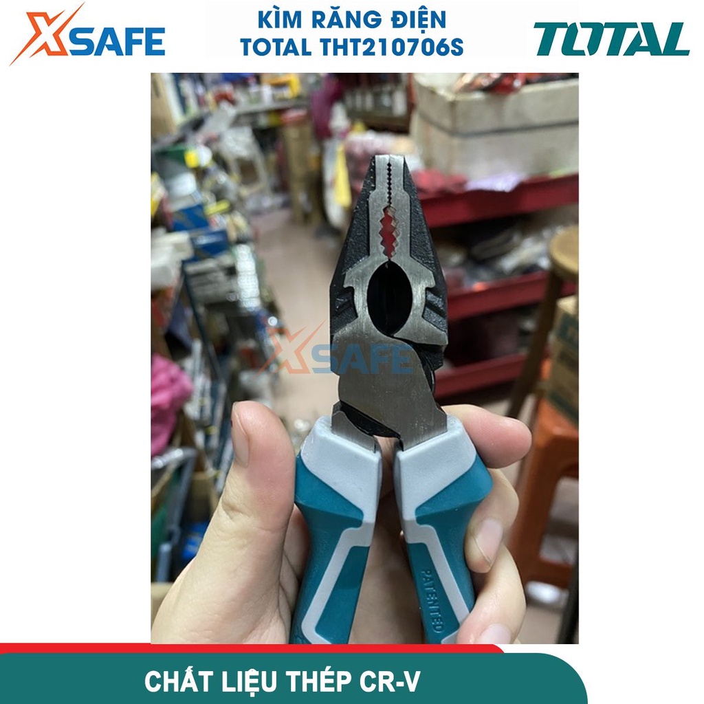 Kìm răng điện đa năng cao cấp TOTAL THT210706S 7&quot; kềm điện thép Cr-V chống rỉ siêu cứng tay cầm cách điện tiết kiệm 30%
