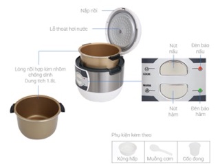Nồi Cơm Điện Sunhouse SHD8628 1.8L