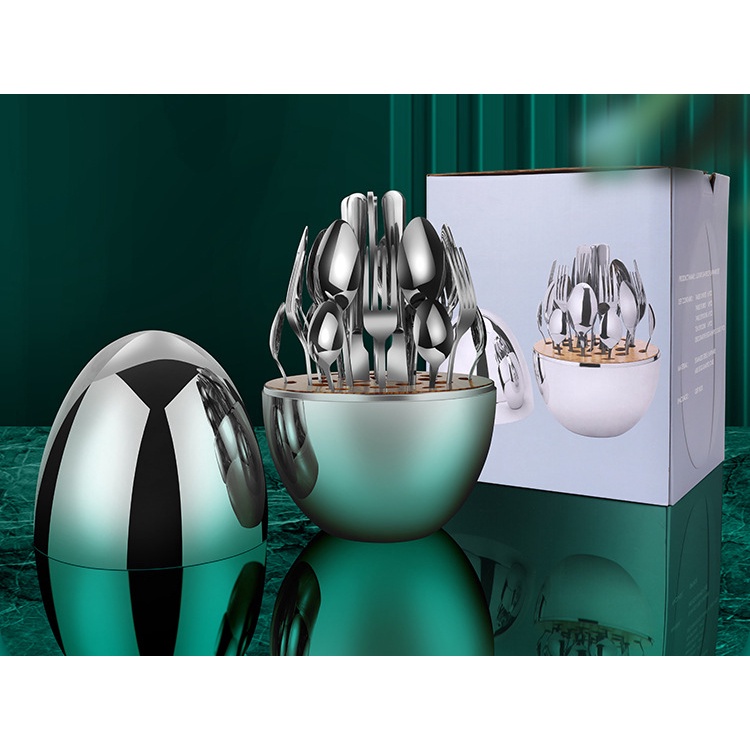 Bộ 24 Dụng Cụ Bàn Ăn Bằng Thép Không Gỉ 1010 Món Màu Vàng Đồng Sang Trọng Tiện Dụng