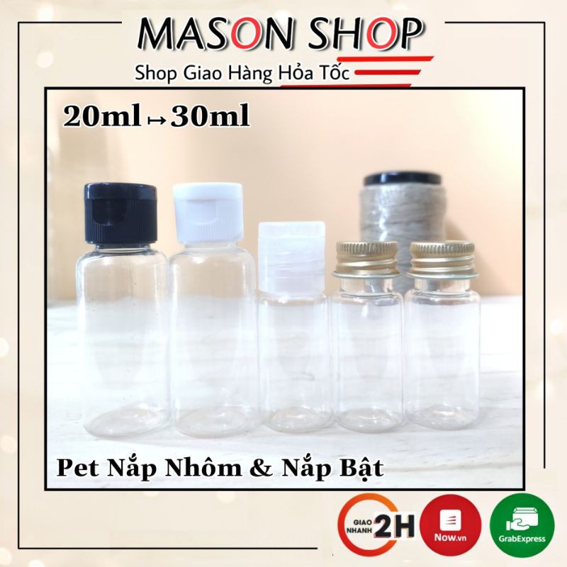 LỌ CHIẾT MỸ PHẨM TRONG SUỐT 20ml / 30ml NẮP BẬT/NHÔM  VỎ BÌNH CHAI NHỰA PET cao cấp giá sỉ rẻ