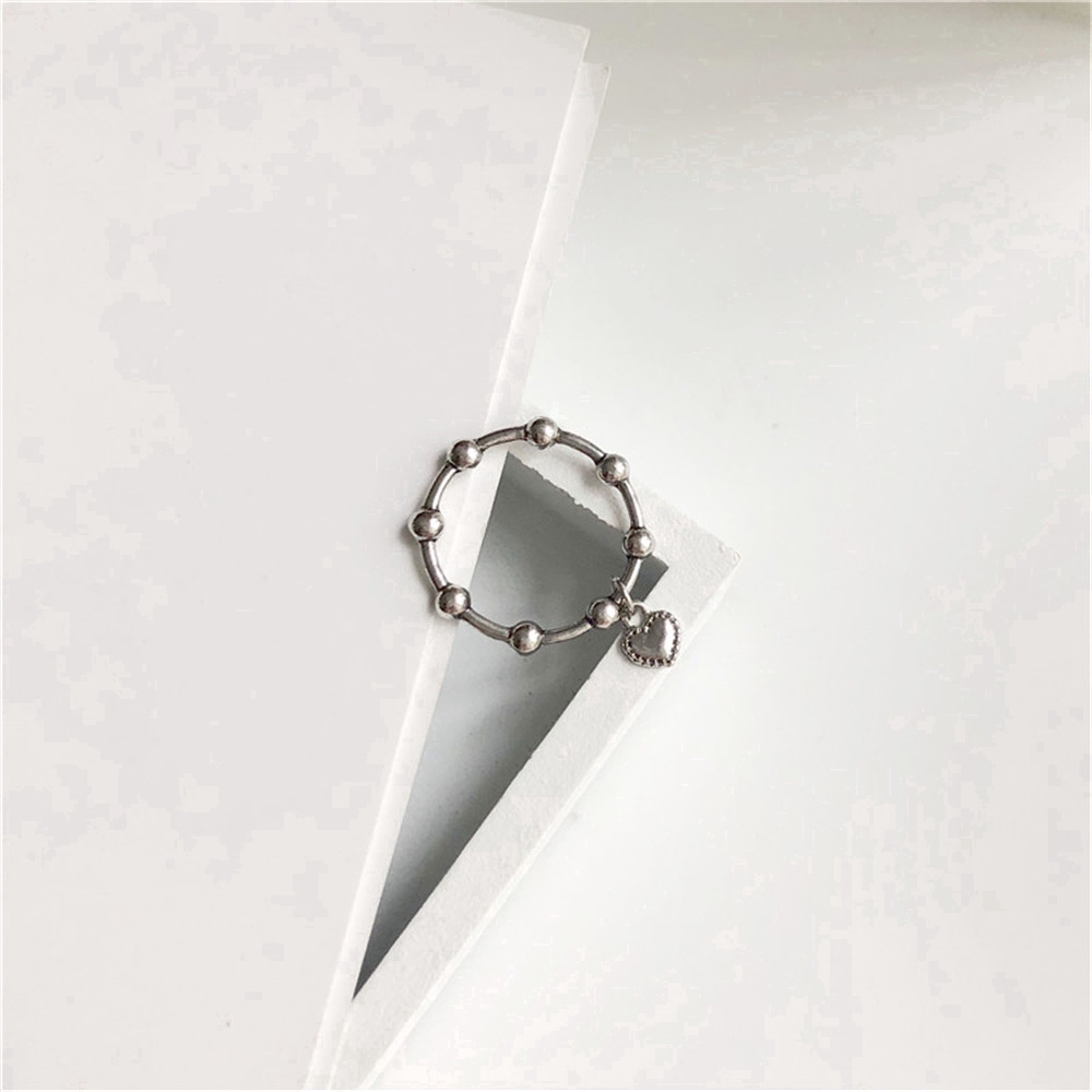 Nhẫn Mạ Bạc Hình Trái Tim 2.2cm Phong Cách Retro | BigBuy360 - bigbuy360.vn