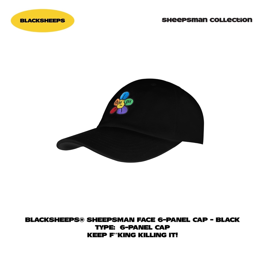 Nón lưỡi trai Đen aka SHEEPSMAN Face 6-Panel Cap Black