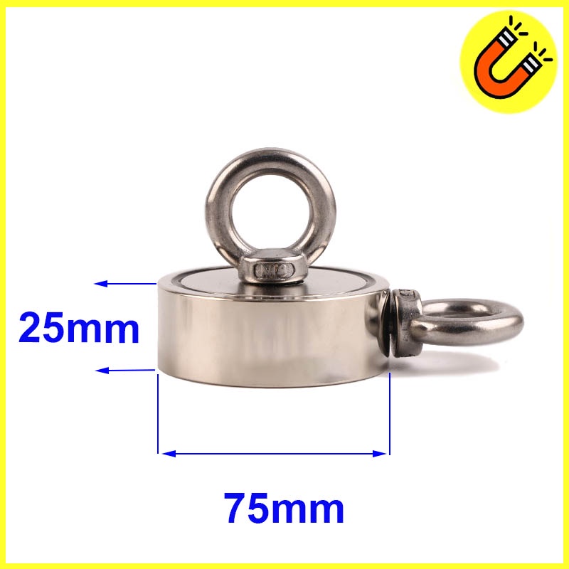 Nam châm cứu hộ cỡ lớn 75x25mm loại siêu mạnh từ tính N52 lực hút 240KG