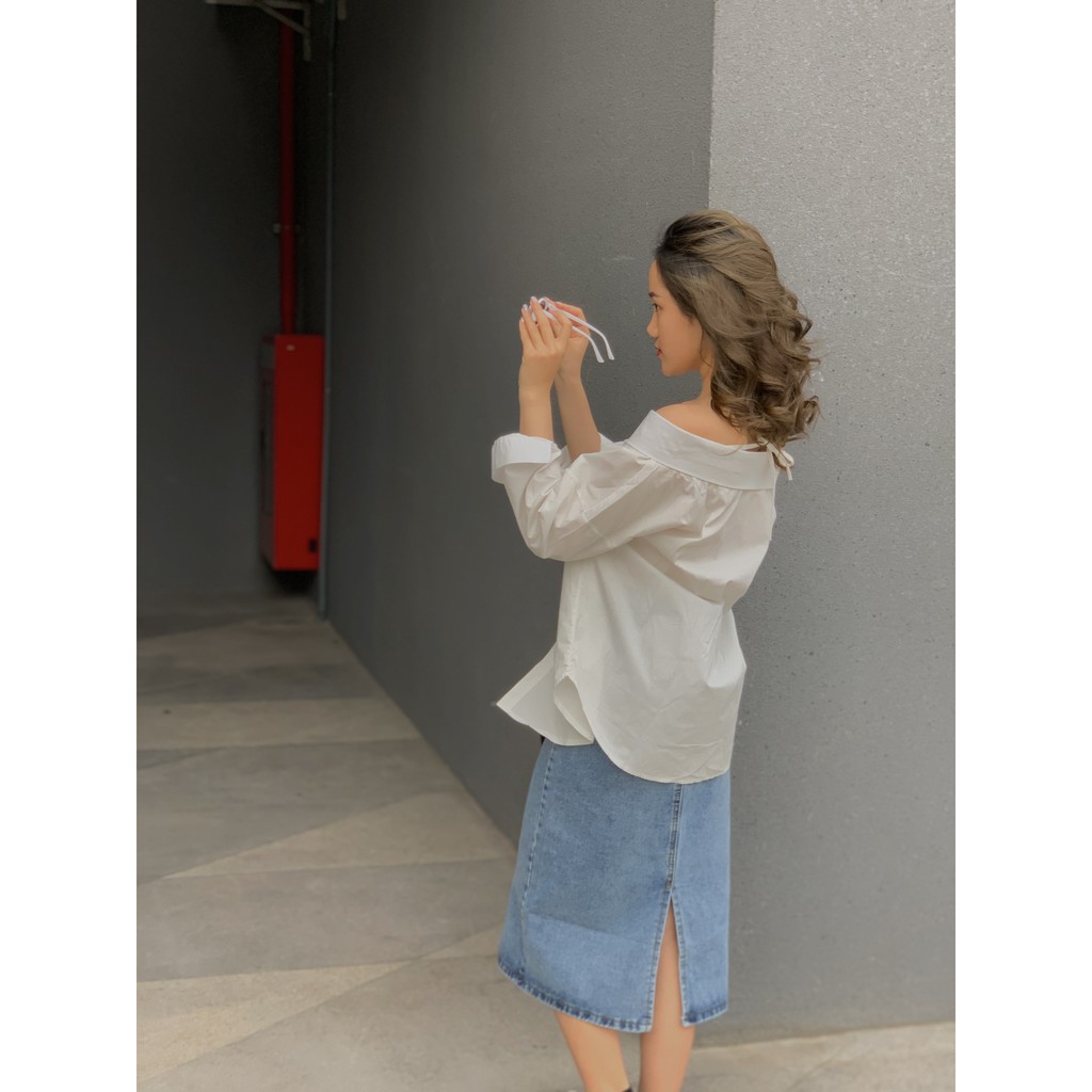 chân váy jeans dáng dài đai cài cúc SK98 1994closet | BigBuy360 - bigbuy360.vn