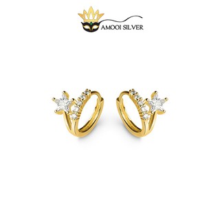 Bông tai bạc khoen tròn sao đường kính 9mm - Amooi Silver AB195