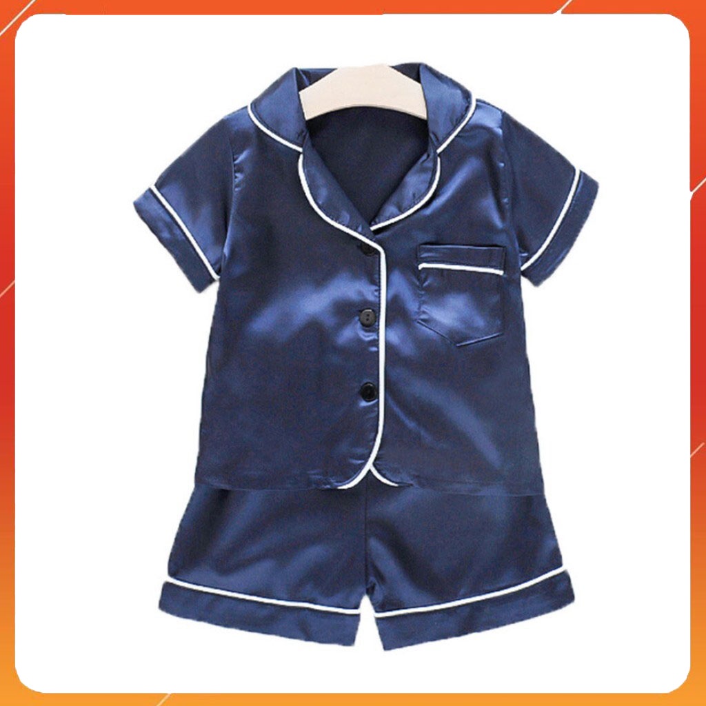Bộ Pijama cho bé bé trai và bé gái mã PM20, Bộ đồ ngủ lụa trơn cộc tay cho bé từ 6-28kg Binbon kids