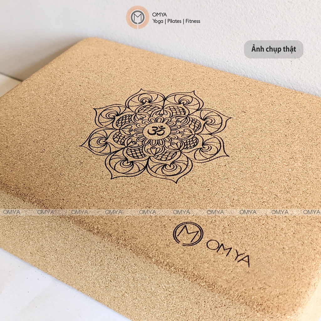 Gạch Tập Yoga Gỗ Bần Tự Nhiên Cork In Hoa Mandala, block gỗ sồi