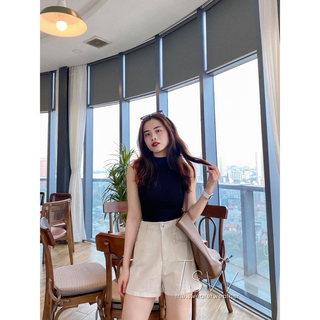 Quần short thô cạp cao 1 túi (Ảnh thật) | BigBuy360 - bigbuy360.vn