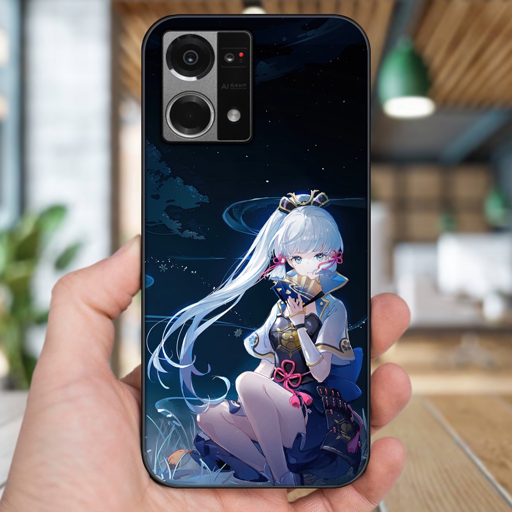 Ốp lưng Oppo Reno 7 4G viền đen in hình Ayaka Genshin Impact