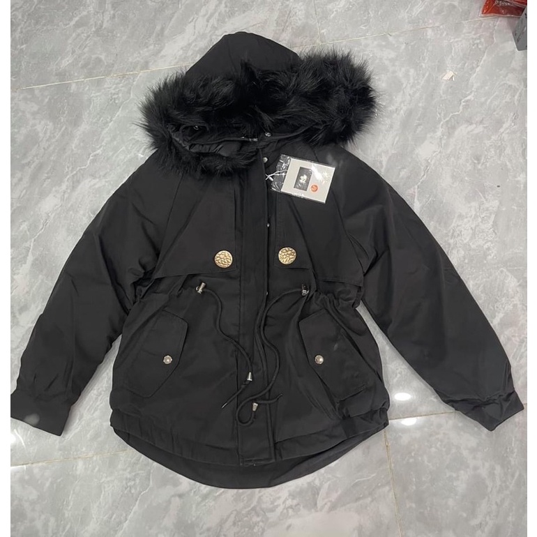 Áo khoác nữ Parka mũ lông xù lót lông đại hàn phong cách hàn quốc